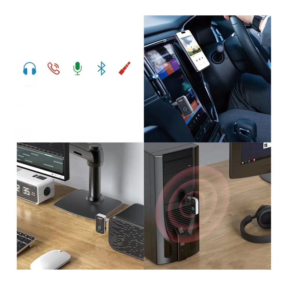 Go Des GD-BT206 Kablosuz Ses Alıcı Aux Girişli Bluetooth 5.3 Adaptör Siyah