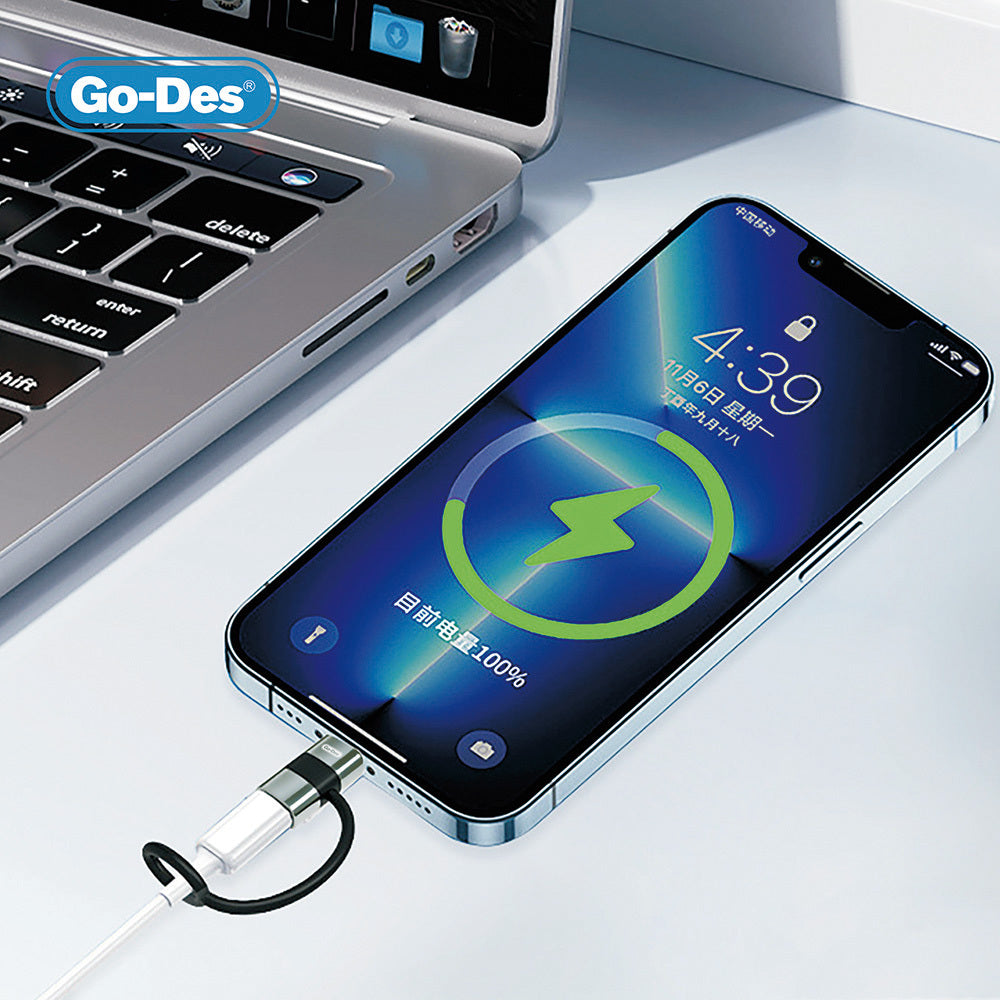 Go-Des GD-CT068 Lightning to Type-C Data Ve Hızlı Şarj Adaptörü Siyah