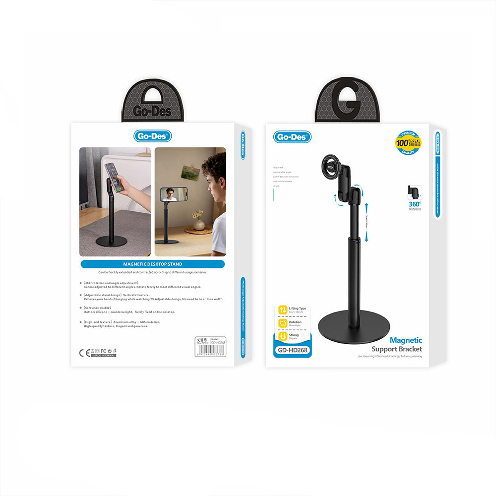 Go Des GD-HD268 Taşınabilir Katlanabilir 360 Derece Dönebilen Magnetik Telefon Standı