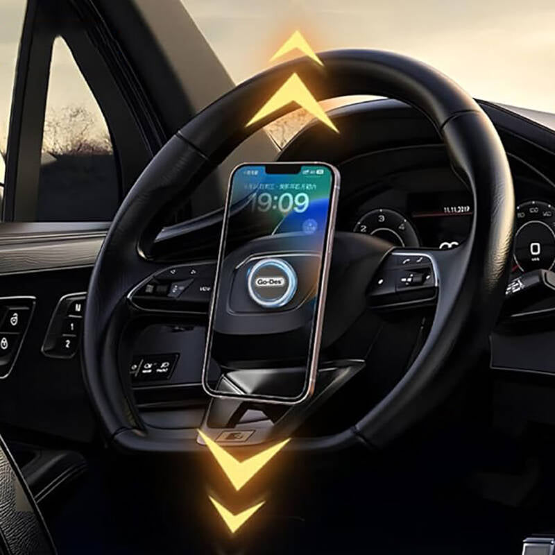 Go Des GD-HD307 Jiroskobik Sabitleme Özellikli Magnetik Direksiyon Tasarım Araç Telefon Tutucu Siyah