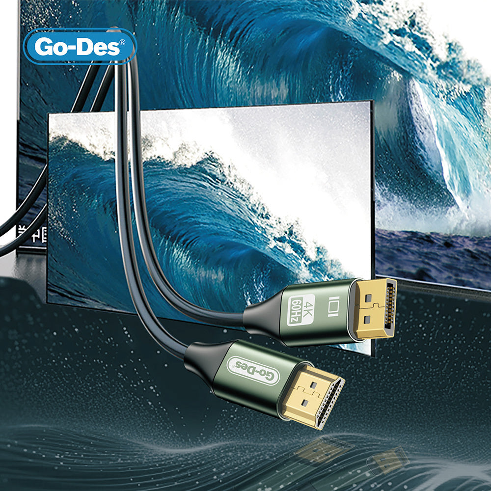 Go-Des GD-HM831 4K@60Hz HDMI to Display Port Kablo 2 Metre Yeşil