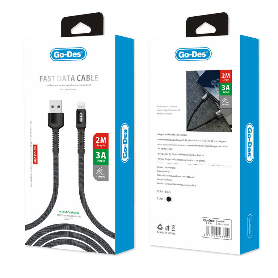 Go Des GD-UC529 Lightning Usb Kablo Siyah
