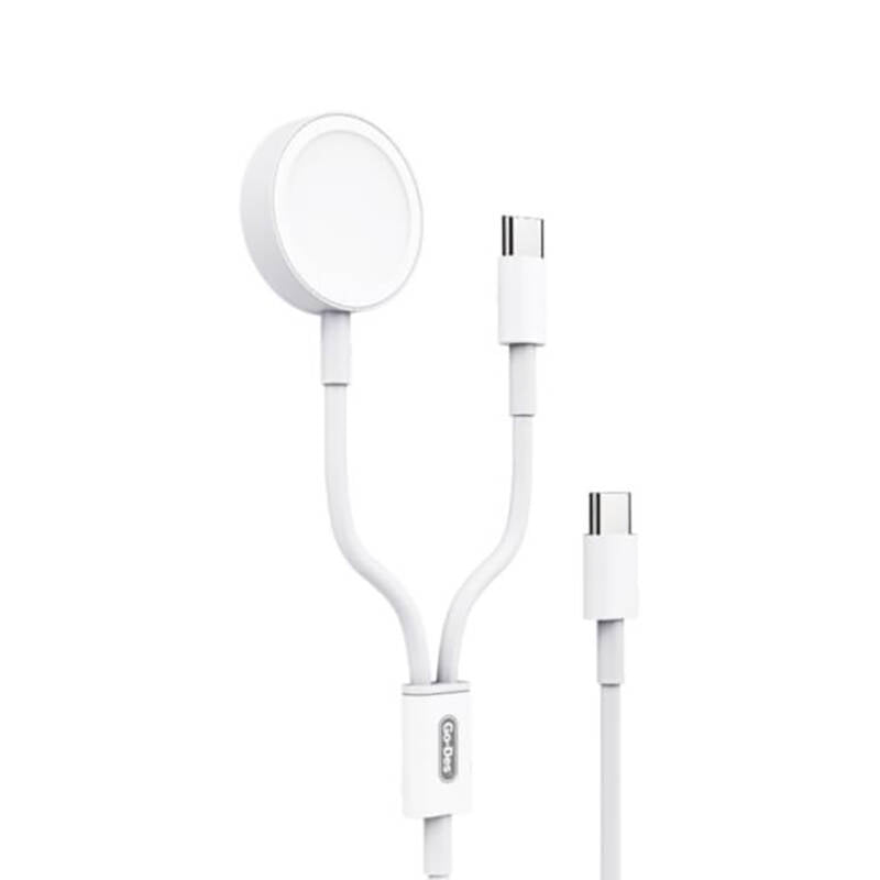 Go Des GD-UC603 2in1 Magnetik Wireless Type-C PD Hızlı Şarj Kablosu 65W 1.2M Beyaz