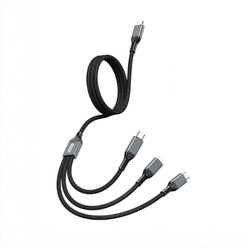Go-Des GD-UC617 3in1 Type-C to Lightning – Type-C – Micro USB Ultra Hızlı PD Şarj Kablosu 100W 1.2M Siyah