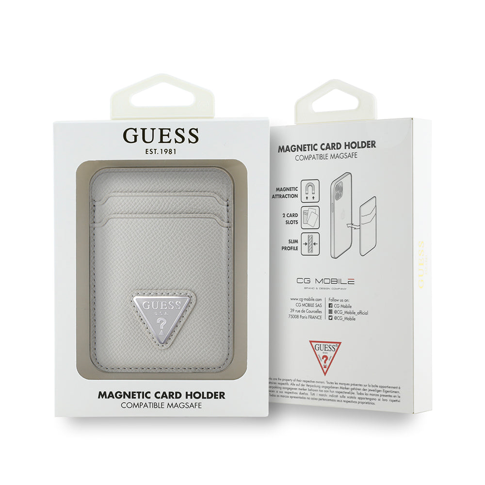 Guess Orjinal Lisanslı 2 Hazneli Üçgen Logolu Deri Magnetik Kartlık Siyah