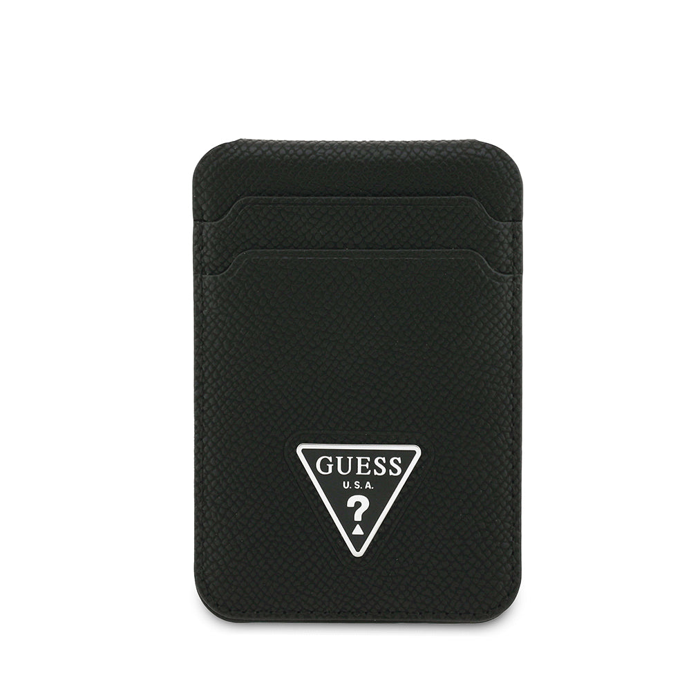 Guess Orjinal Lisanslı 2 Hazneli Üçgen Logolu Standlı Magnetik Kartlık Siyah