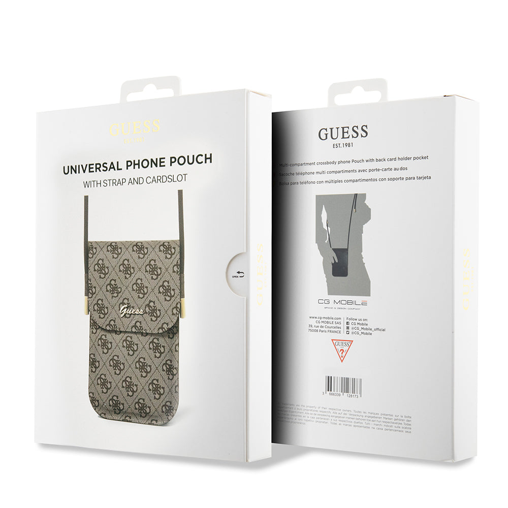 Guess Orjinal Lisanslı 4G Desenli Metal Yazı Logolu Askılı Mıknatıs Kapaklı Çanta Kahverengi