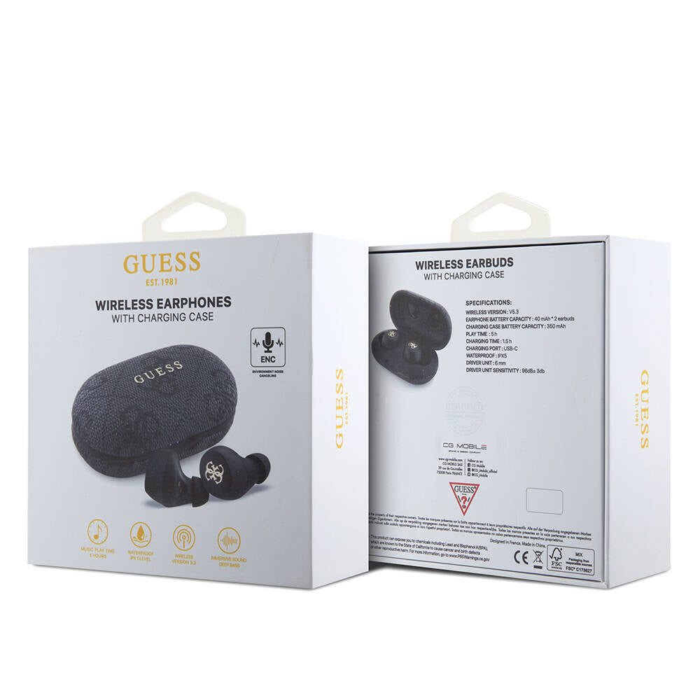 Guess Orjinal Lisanslı Klasik Metal Yazı Logolu TWS Kulak İçi Bluetooth Kulaklık Pembe