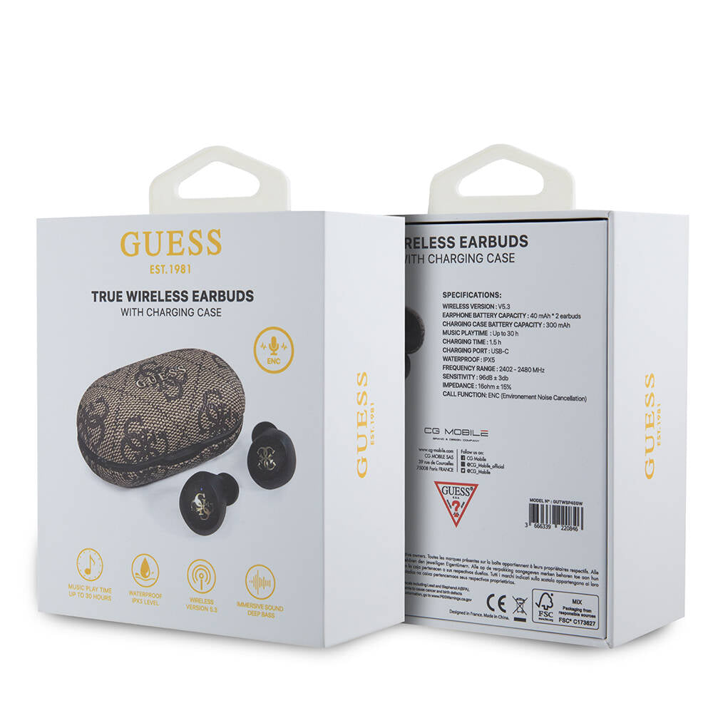 Guess Orjinal Lisanslı Klasik Metal Yazı Logolu TWS Kulak İçi Bluetooth Kulaklık Pembe