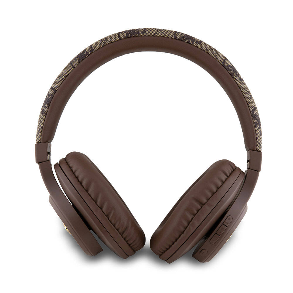 Guess Orjinal Lisanslı PU 4G Desenli Metal Yazı Logolu Tone On Tone Kulak Üstü Bluetooth Kulaklık Pembe