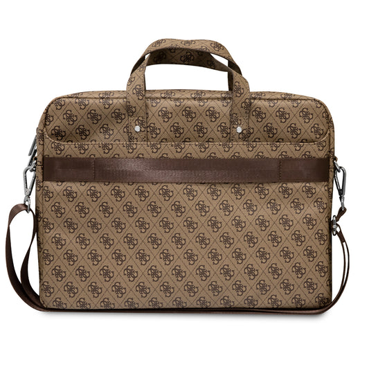 Guess Orjinal Lisanslı Sıcak Damgalı 4G Desenli Üçgen Logolu Omuz Askılı 15-16 inç Laptop Çantası