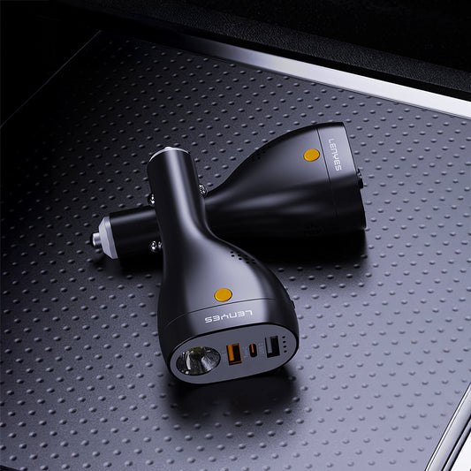 Lenyes CA70 Type-C + Dual USB-A Portlu Hızlı Şarj Özellikli Çok Fonksiyonlu Araç Şarj Aleti 20W