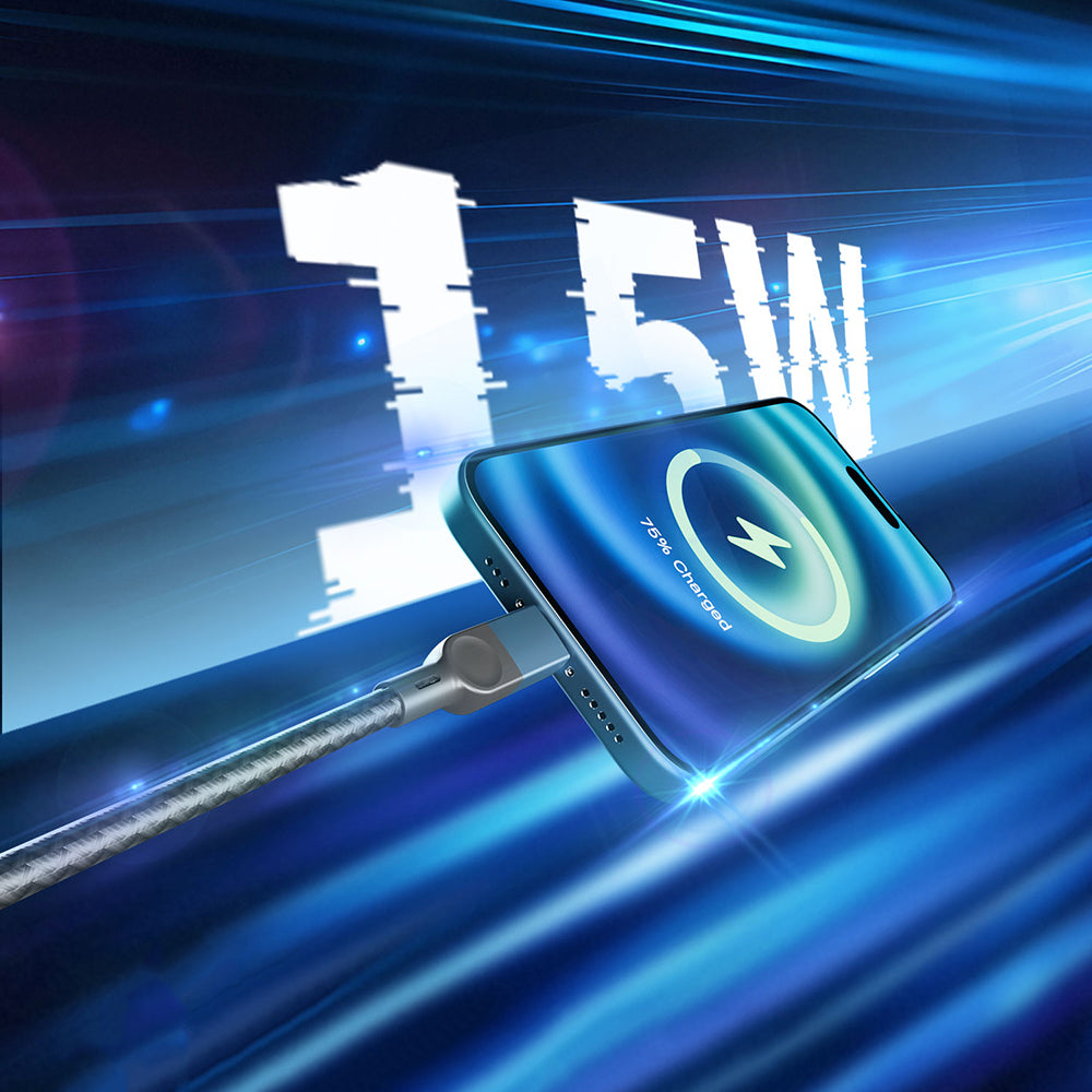 Lenyes LC514 USB-A to Type-C Hızlı Şarj Özellikli Örgülü Data ve Şarj Kablosu 15W 1M Siyah