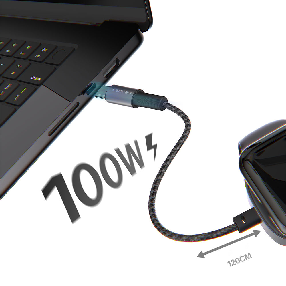 Lenyes LC540 Type-C to Type-C + Akıllı Saat Şarj Kablosu 100W 1.2M Siyah