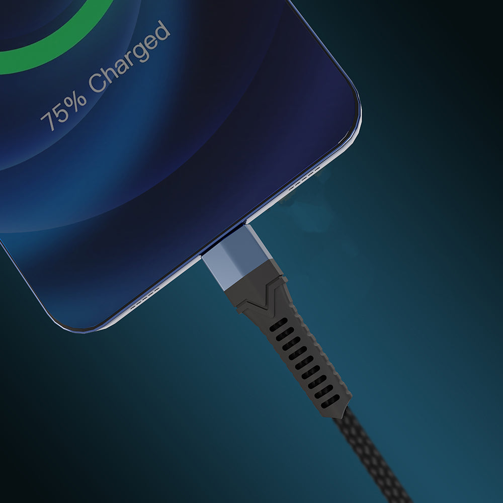 Lenyes LC987 USB-A to Type-C Hızlı Şarj Özellikli Örgülü Data ve Şarj Kablosu 1M 2.4A Siyah