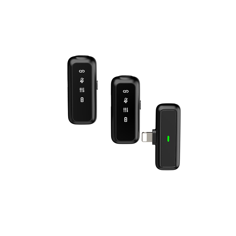 Lenyes LM201 Lightning Şarj Portlu Kablosuz Yaka Mikrofonu Siyah