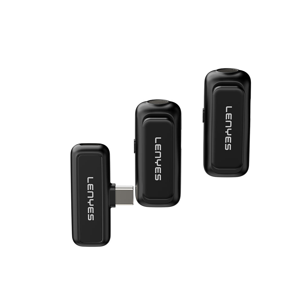 Lenyes LM201 Type-C Şarj Portlu Kablosuz Yaka Mikrofonu Siyah