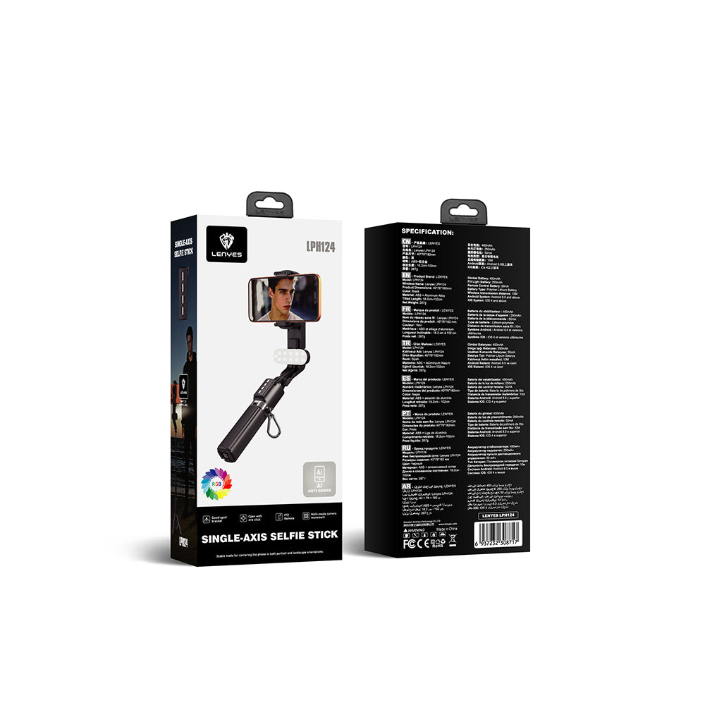 Lenyes LPH124 Dolgu Işıklı Teleskopik Tripod ve Mini Selfie Çubuğu