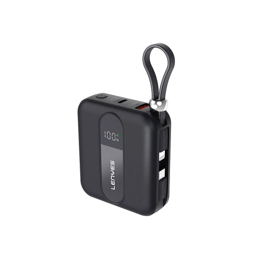 Lenyes P562L Dijital LED Göstergeli Type-C ve Lightning Kablolu Powerbank 22.5W 10000mAh