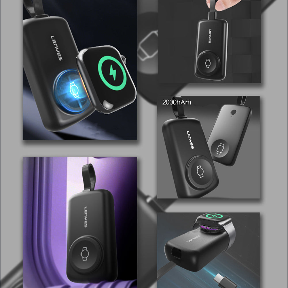 Lenyes PX0001D Akıllı Saat Kablosuz Şarj Özellikli Taşınabilir Type-C Kablolu Powerbank 2000mAh 2W Siyah