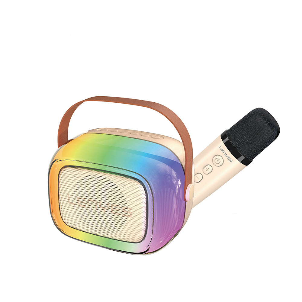Lenyes S228 RGB Işıklı Askılı Mikrofonlu Bluetooth Speaker Hoparlör v5.3 Bej