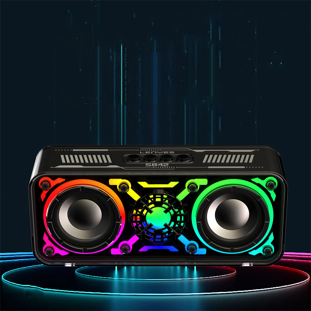 Lenyes S842 RGB Led Işıklı TWS Bluetooth Hoparlör v5.3 18W Bej