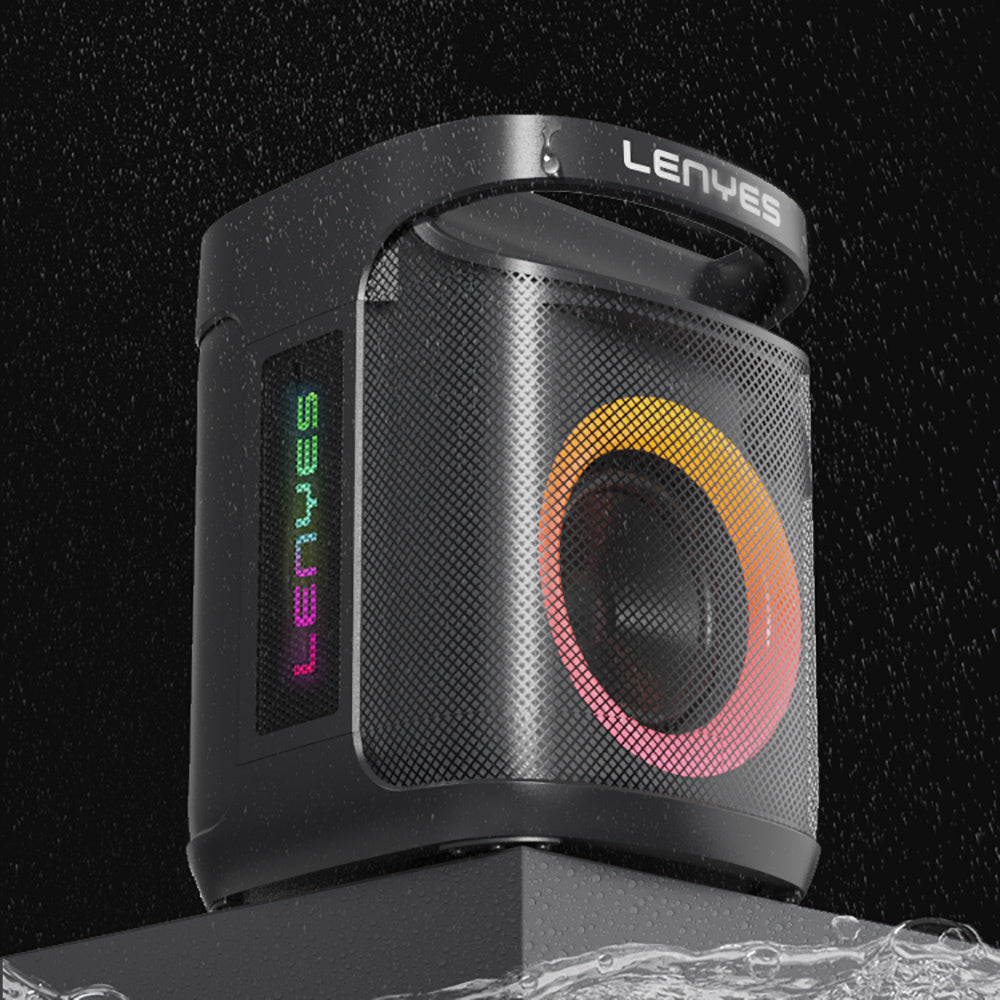Lenyes S881 Su Geçirmez Mikrofonlu Çoklu Giriş RGB Işıklı TWS Karaoke FM Bluetooth Hoparlör v5.3 120W Siyah