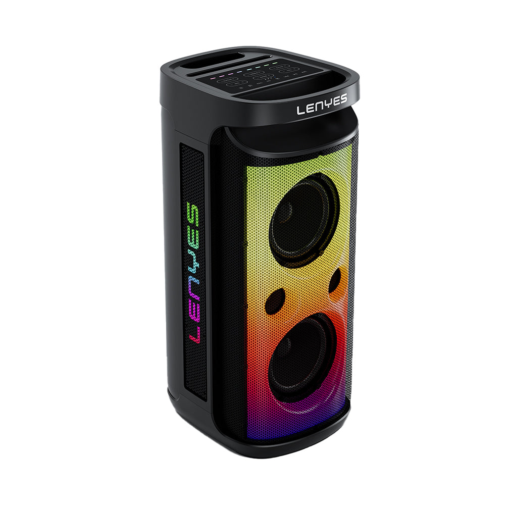Lenyes S882 Su Geçirmez Mikrofonlu Çoklu Giriş RGB Işıklı TWS Karaoke FM Bluetooth Hoparlör v5.3 200W Siyah