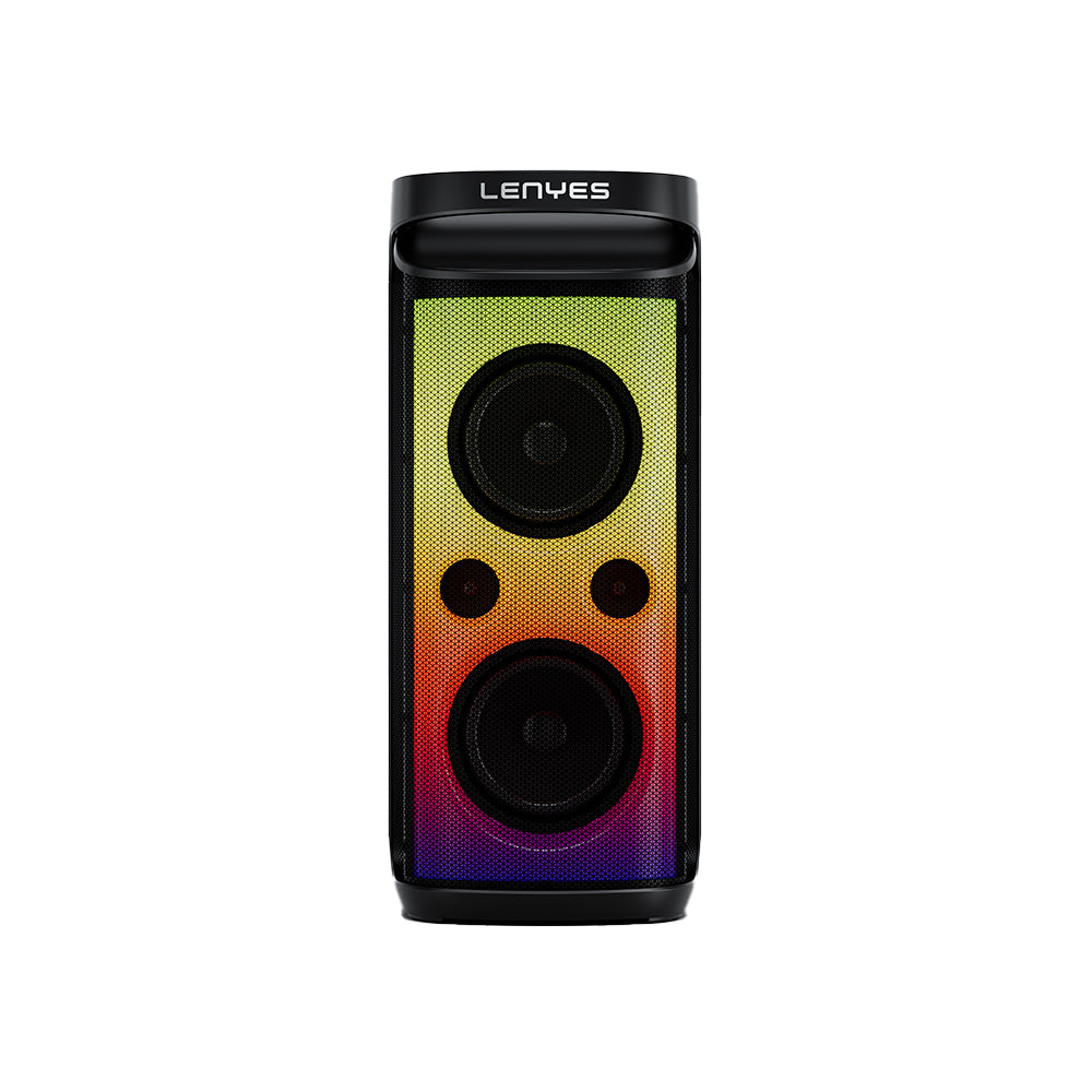 Lenyes S883 Su Geçirmez Tekerlekli Mikrofonlu Çoklu Giriş RGB Işıklı TWS Karaoke FM Bluetooth Hoparlör v5.3 360W Siyah