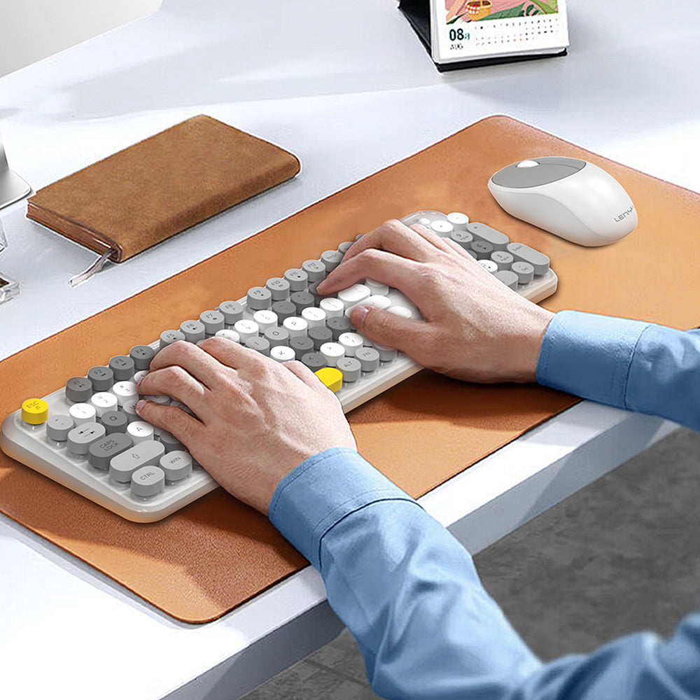 Lenyes WK103 Mekanik 2in1 2.4G Kablosuz Klavye ve 1600 DPI Mouse Seti Gri