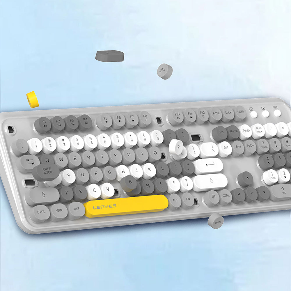 Lenyes WK103 Mekanik 2in1 2.4G Kablosuz Klavye ve 1600 DPI Mouse Seti Gri