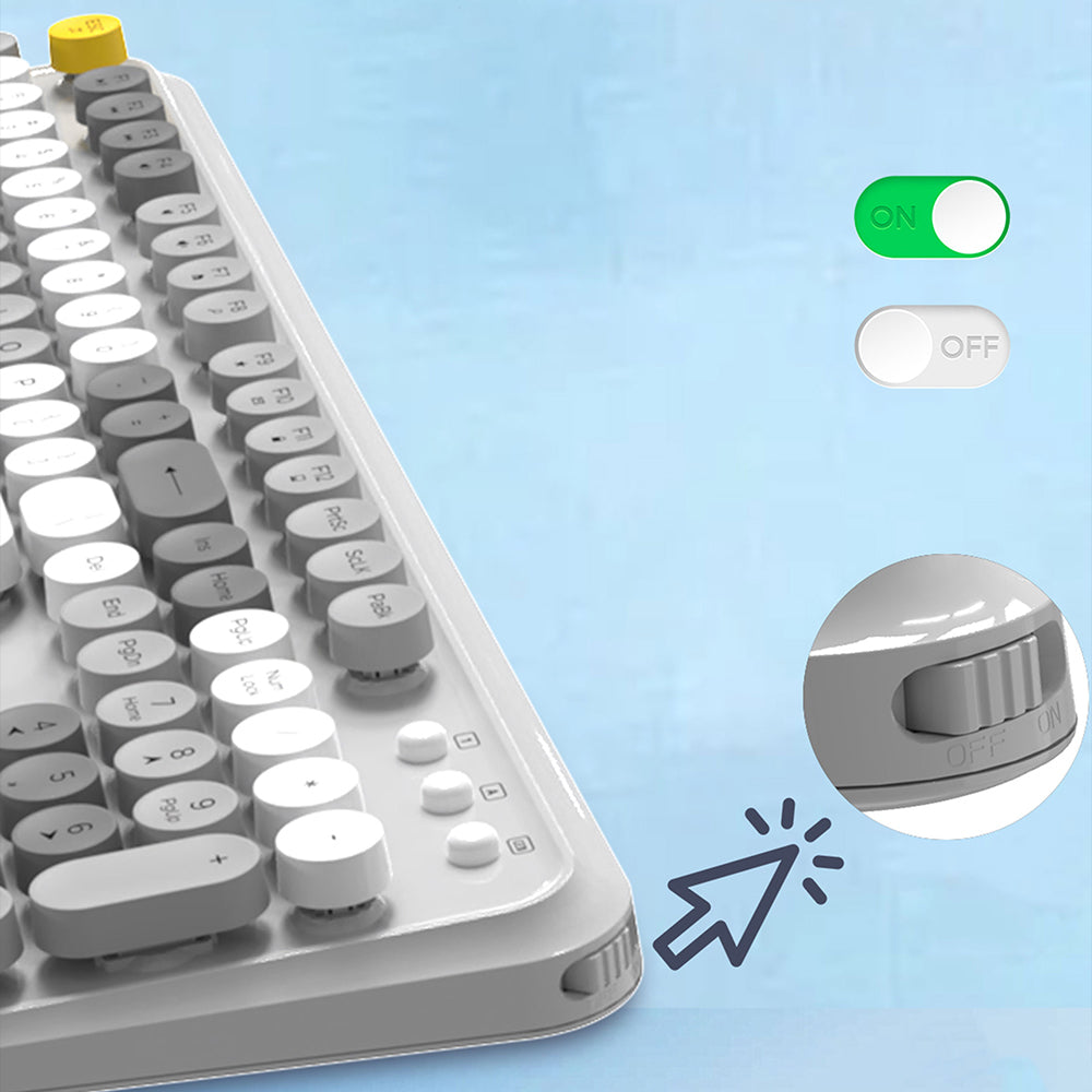 Lenyes WK103 Mekanik 2in1 2.4G Kablosuz Klavye ve 1600 DPI Mouse Seti Mavi