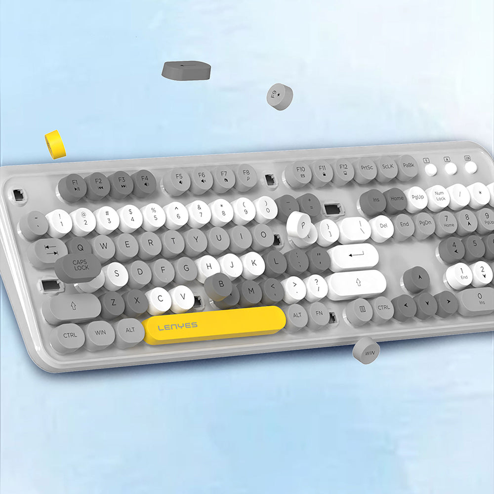 Lenyes WK103 Mekanik 2in1 2.4G Kablosuz Klavye ve 1600 DPI Mouse Seti Mavi