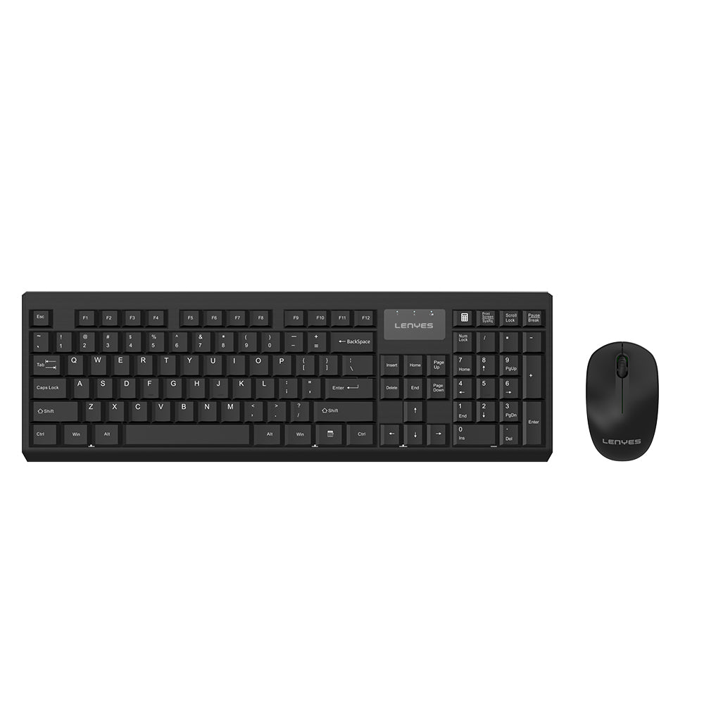 Lenyes WK105 Ergonomik 2in1 2.4G Kablosuz Klavye ve 1200 DPI Mouse Seti Siyah