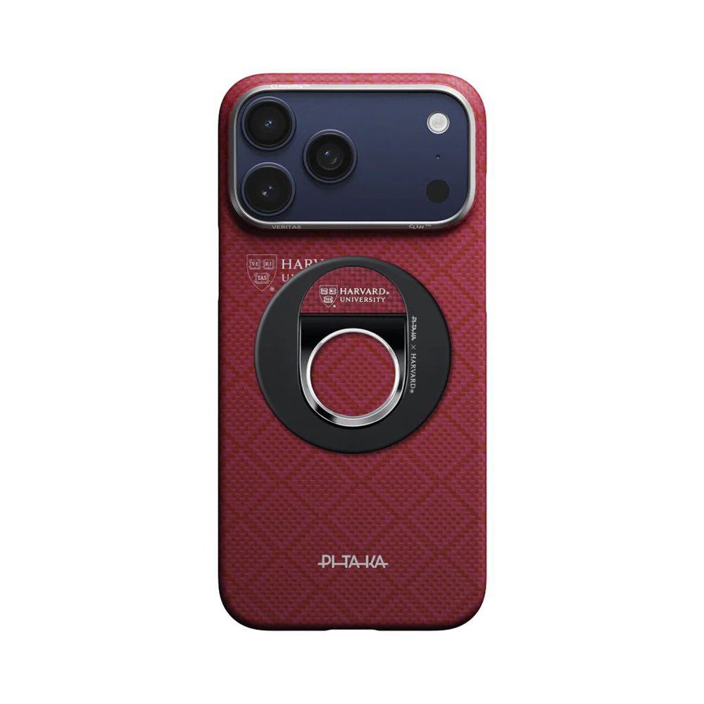 Pitaka Aramid Fiber Harvard Crimson Serisi MagEZ Grip 3 Magnetik Ring Stand Telefon Tutucu