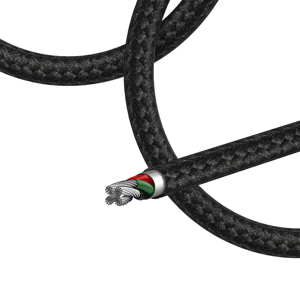 Recci RCS-D120 Fast Wind Serisi 3in1 USB-A to Lightning – Type-C – Micro Şarj ve Data Kablosu 1.2M Siyah