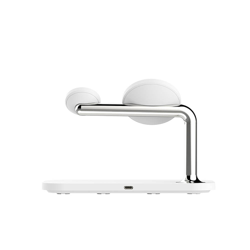 Recci RCW-20 Prestige Serisi 3in1 Magsafe 15W Hızlı Şarj Özellikli Magnetik Kablosuz Şarj Standı Beyaz