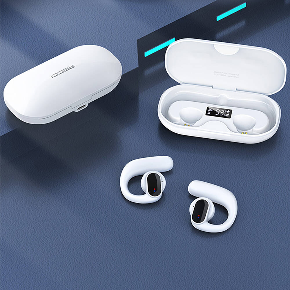 Recci REP-W60 Angel Serisi Dijital LED Göstergeli Hi-Fi Ses Kaliteli TWS Kulak İçi Bluetooth v5.3 Kulaklık Beyaz