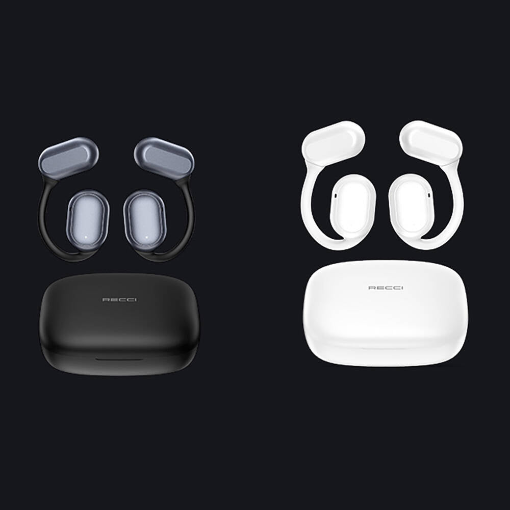 Recci REP-W76 OWS Wireless Hi-Fi Ses Kaliteli Dijital Led Göstergeli Bluetooth v5.3 Elegant Serisi Kulak İçi Kulaklık Beyaz