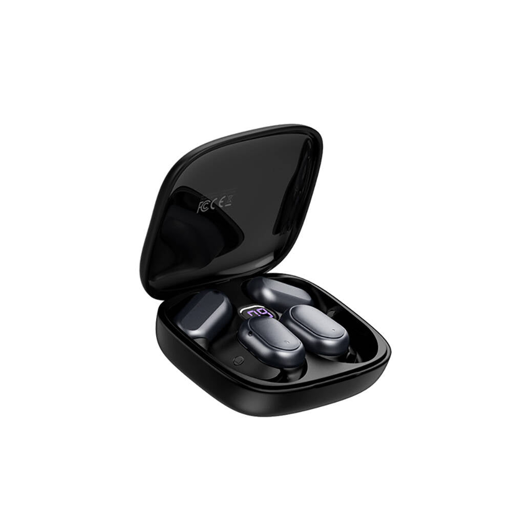 Recci REP-W76 OWS Wireless Hi-Fi Ses Kaliteli Dijital Led Göstergeli Bluetooth v5.3 Elegant Serisi Kulak İçi Kulaklık Siyah