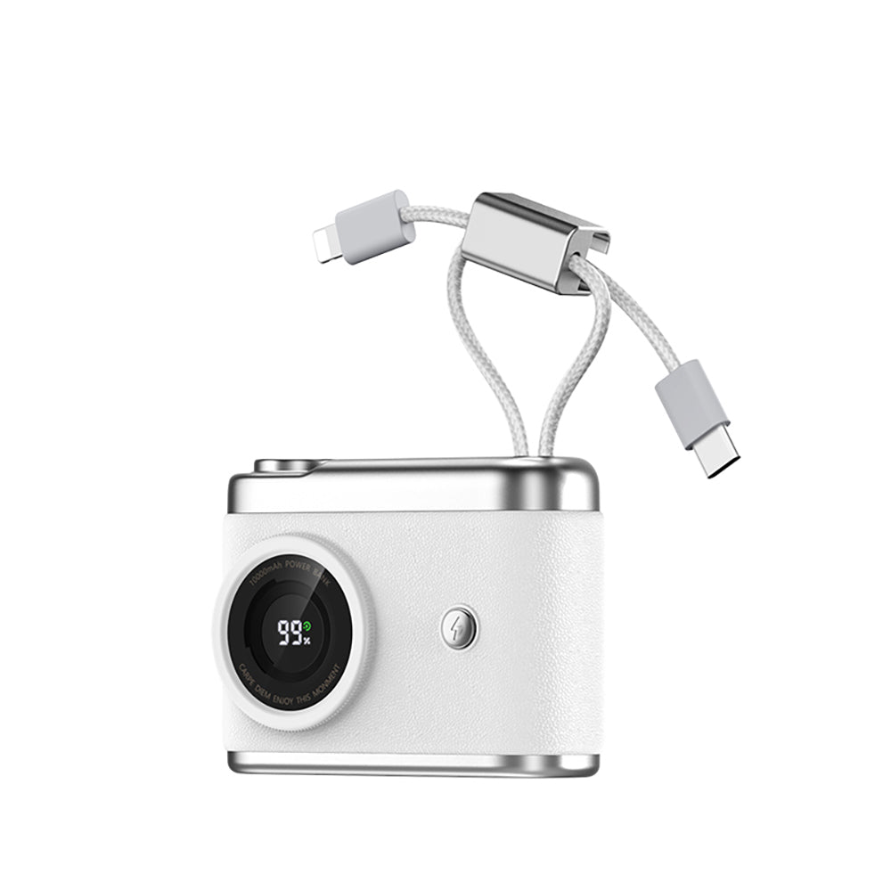 Recci RPB-P66 PD 20W Hızlı Şarj Özellikli Type-C & lightning Kablolu Powerbank 22.5W 10.000mAh Siyah