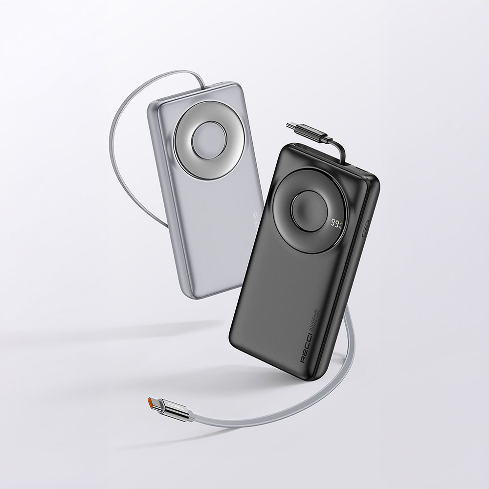 Recci RPB-P72 Hızlı Şarj Özellikli Type-C Kablolu Powerbank 65W 20.000mAh Gri