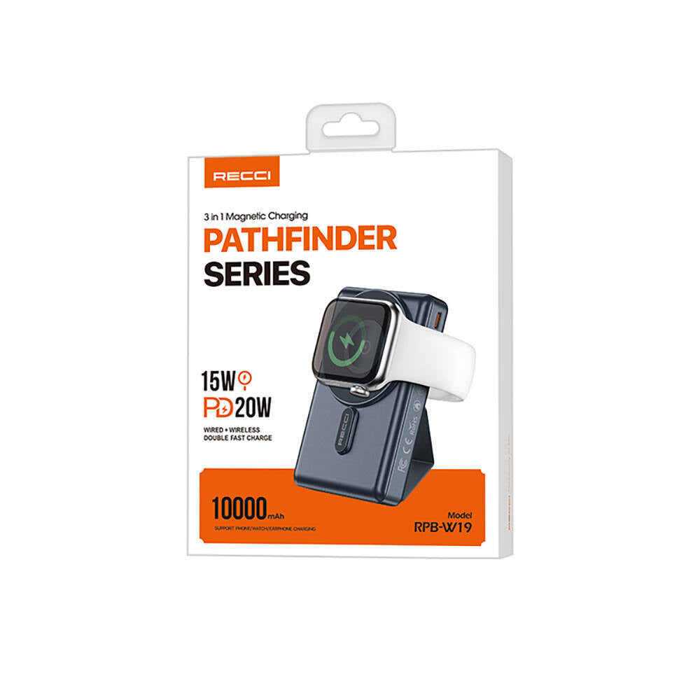 Recci RPB-W19 Standlı Magsafe Şarj Özellikli Powerbank 10.000mAh Beyaz