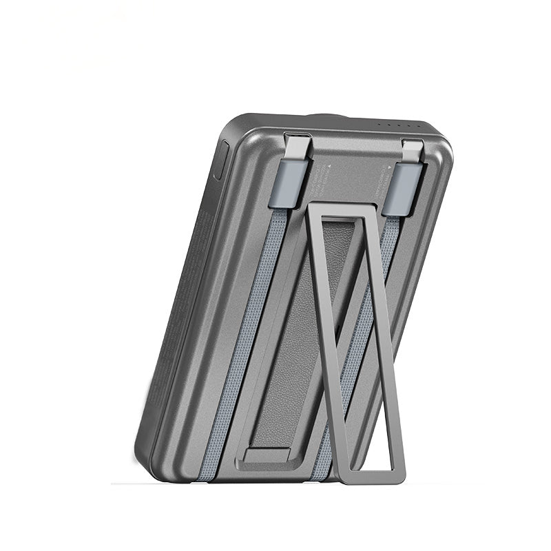 Recci RPB-W23 PD 20W Led Göstergeli Standlı Kablosuz Şarj Özellikli Type-C ve Lightning Kablolu Powerbank 15W 10000mAh Gold