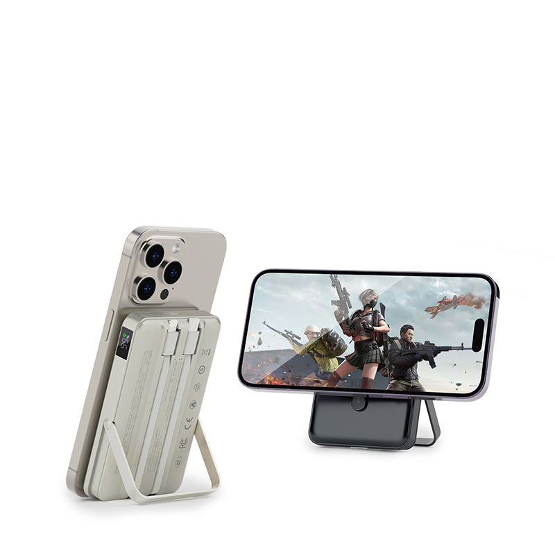 Recci RPB-W27 Galaxy Serisi Dijital LED Göstergeli Kablosuz Şarj Özellikli Type-C ve Lightning Kablolu Powerbank 20W 10.000mAh Siyah