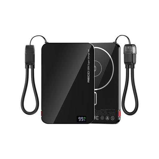 Recci RPB-W41 PD 20W Ultra İnce Hızlı Şarj Özellikli Type-C Kablolu Powerbank 15W 5000mAh