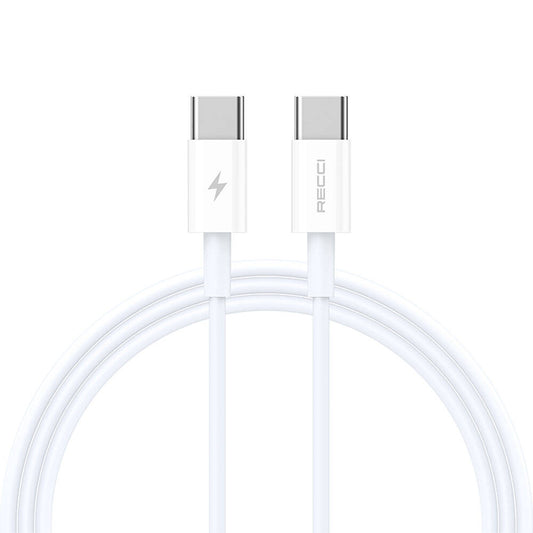 Recci RS06CC Type-C to Type-C PD 65W Hızlı Şarj Özellikli Data ve Şarj Kablosu 1M Beyaz