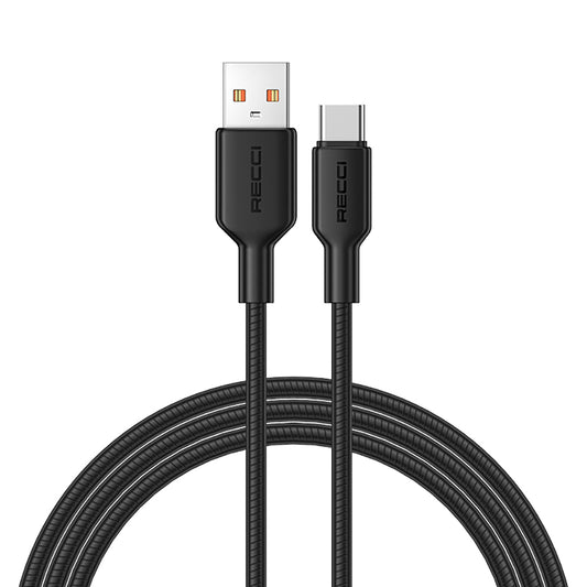 Recci RS46C USB-A to Type-C 2.4A Hızlı Şarj Özellikli Data ve Şarj Kablosu 100W 1.2M Beyaz