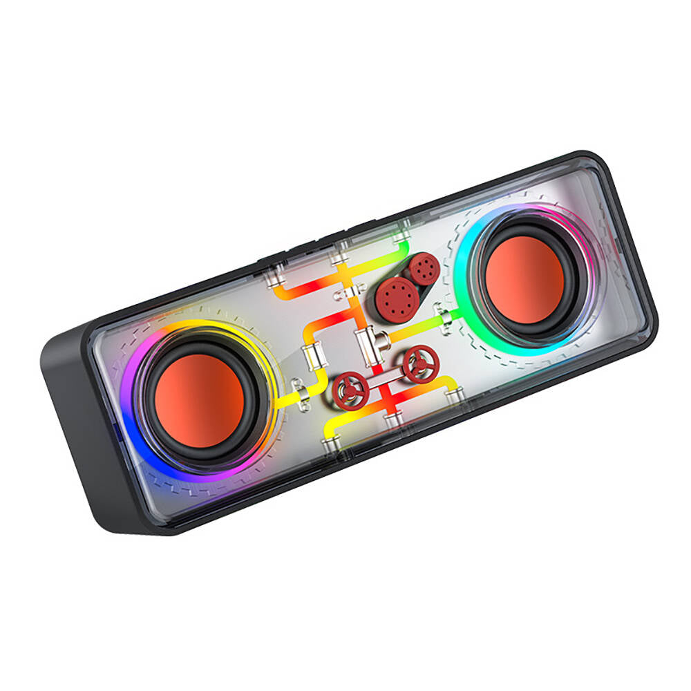 Recci RSK-W38 Space Station Serisi RGB Led Işıklı Bluetooth Hoparlör FM Radio Özellikli Siyah