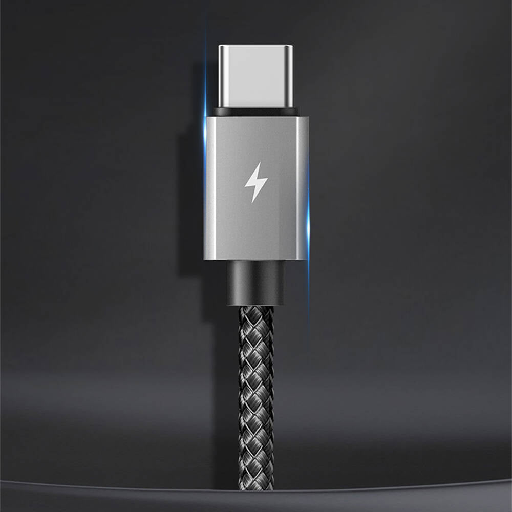 Recci RTC-P08CC Type-C to Type-C PD 100W 5A Hızlı Şarj Naylon Örgü Tasarım Şarj ve Data Kablosu 1.5M Siyah